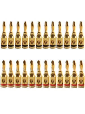 A6521 24 in 1 Car Gold  plated Red and Black 4mm Banana Head Audio Plug