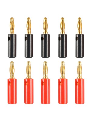 A6545 10 in 1 Car Red and Black Cover Gold  plated 4mm Banana Head Audio Plug