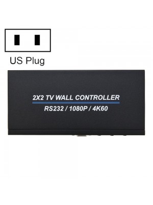 BT100 4K 60Hz 1080P 2 x 2 TV Wall Controller  Plug Type  US Plug  Black